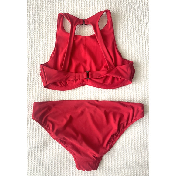 Athleta Bikini 2 Piece Set Size 34 B / C  Medium High Neck - Picture 3 of 6